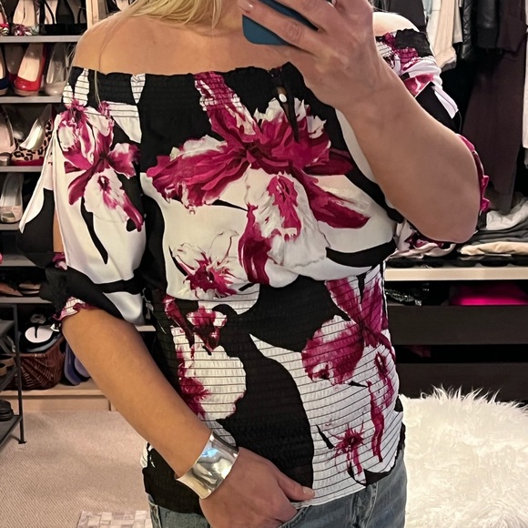 Vintage WHBM off the shoulder blouse size M - Picture 3 of 10